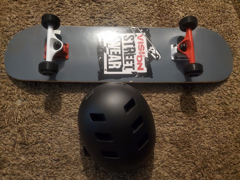 Skateboard And Helmet