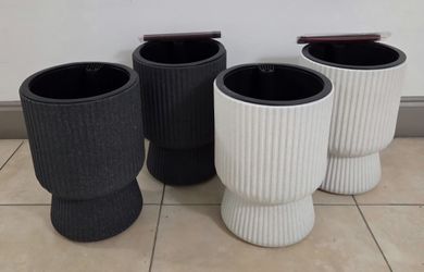 *** REDUCED *** PAIRs of 15" Gray / White Resin Planters @ Lasting Creations