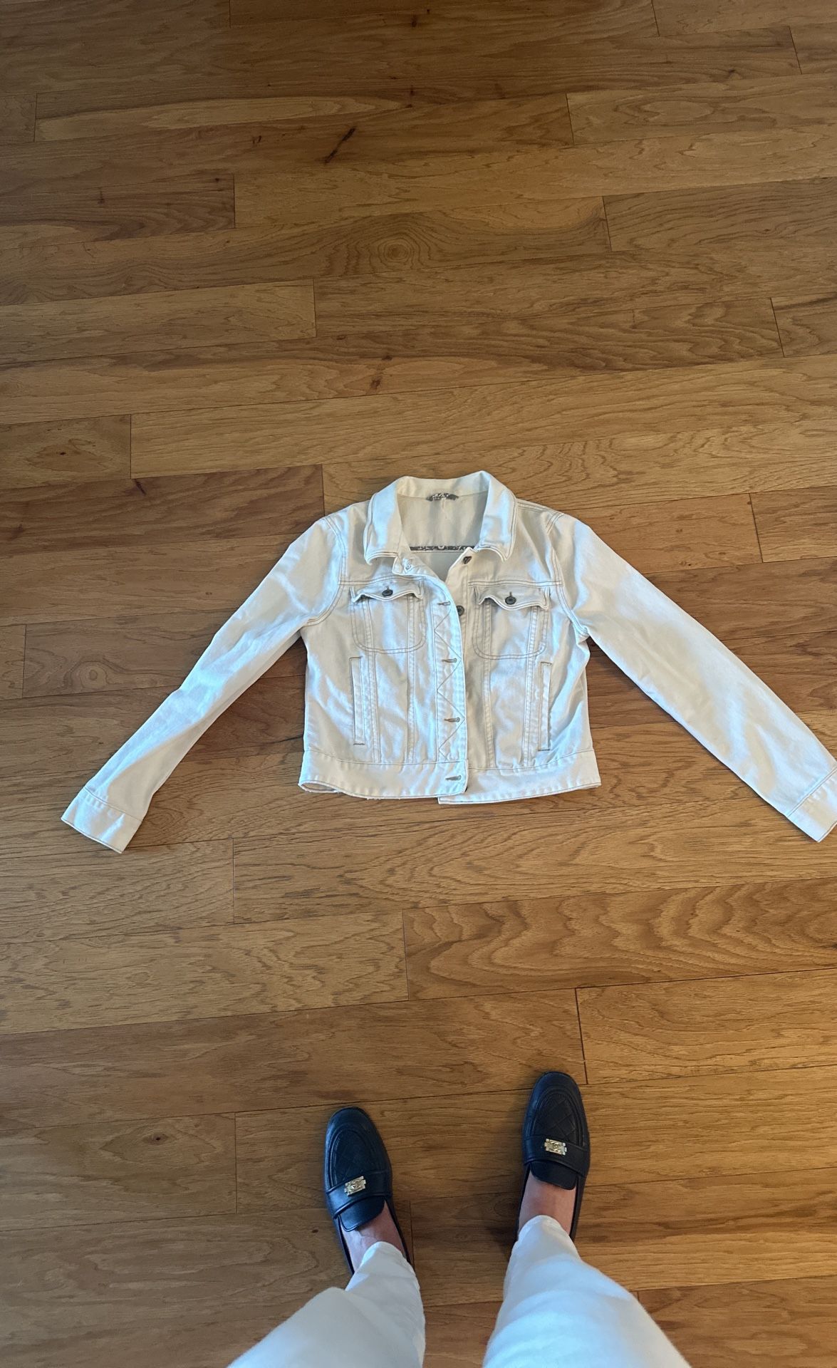 Free People White Denim jacket