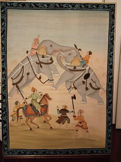 Large Elephant Painting India Vtg Vintage 