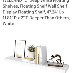 Welland 12" Deep 48" wide Grande Floating Shelf in White (Model: LS1948W)