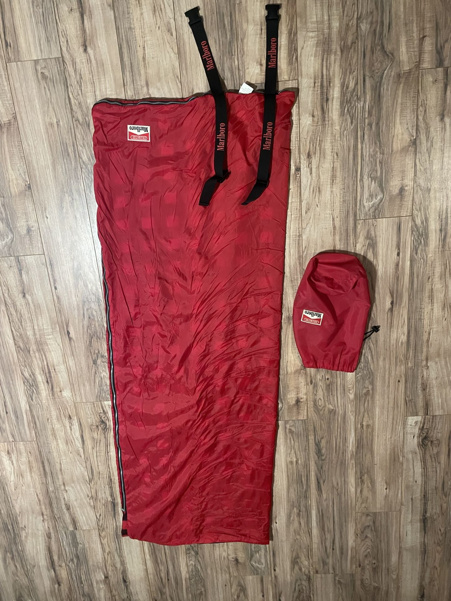 VTG 90s Marlboro Adventure Team Zero Degree Sleeping Bag Red/Plaid Lined