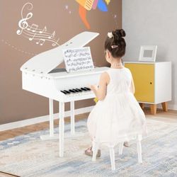 30-Key Kids Piano Keyboard Toy with
Description
Bench Piano Lid & Music Rack, White