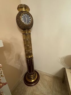 Vintage Ornate Gold Floor Standing Clock