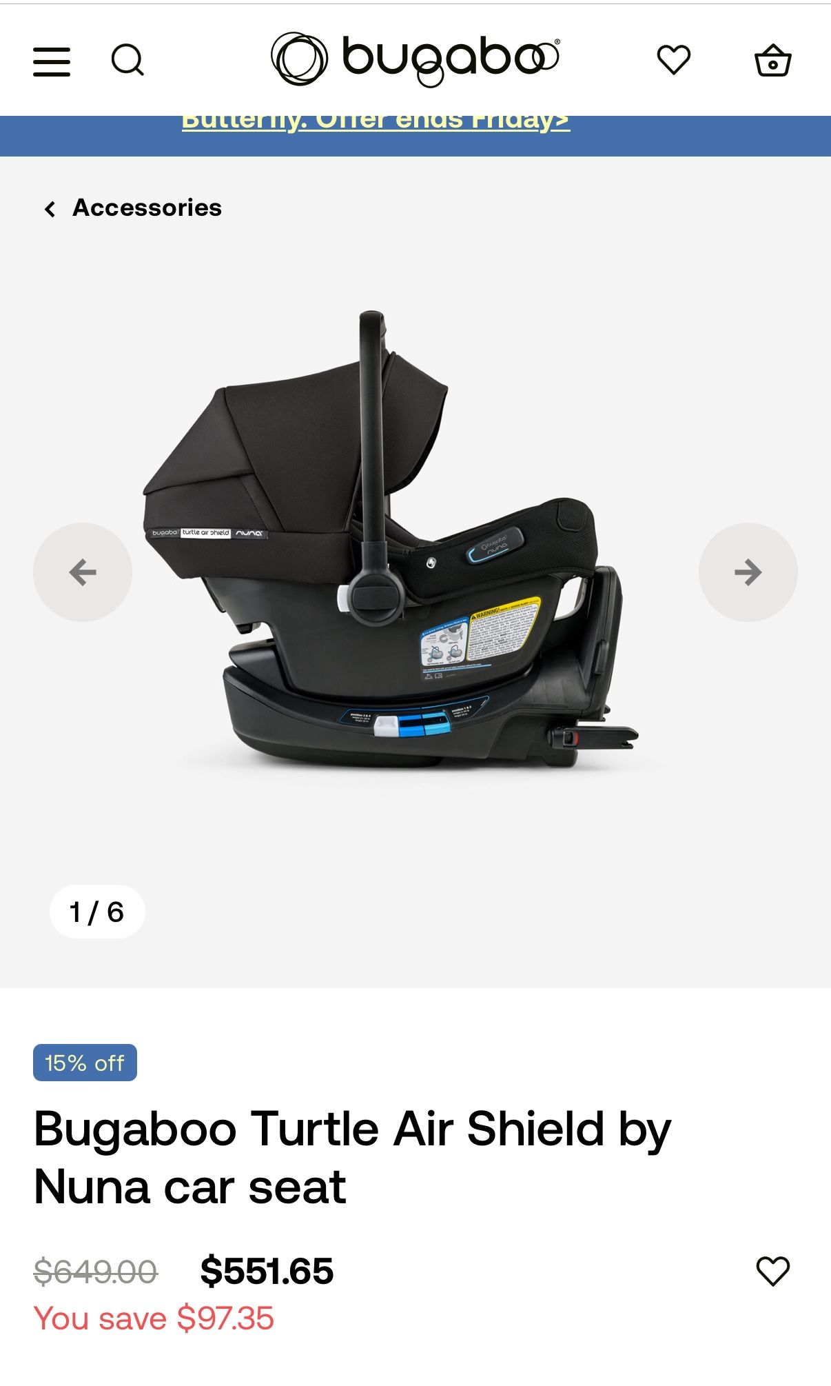 Bugaboo Turtle Air Shield by Nuna car seat