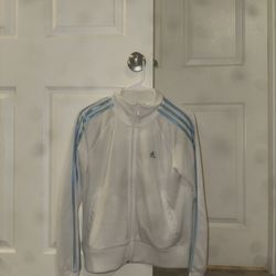 White & Baby Blue Adidas Jacket 
