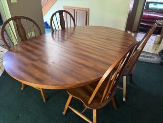 Wood Dining Table with 4 Chairs
