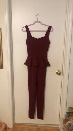 Burgundy Peplum Jumpsuit