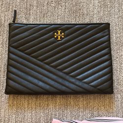 Tory Burch Kira Chevron Pavé Logo Leather Clutch