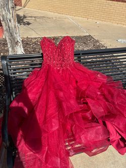 JJ’s house Red Beaded Lace Ballgown  Dress