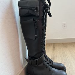 Knee High Combat Boots - Women Size 10