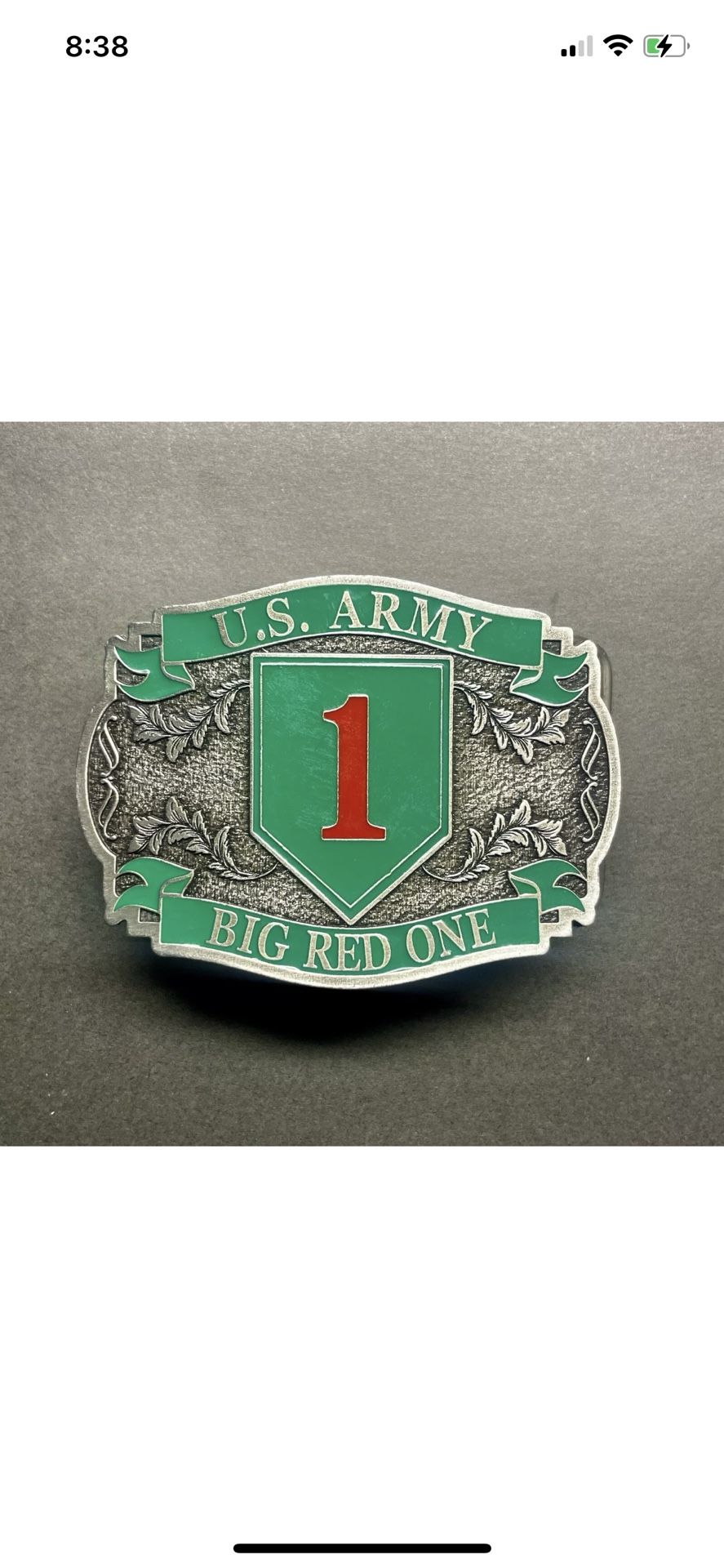 Vintage US ARMY 1st Infantry BIG RED ONE Pewter Belt Buckle 1999 EEInc B0105