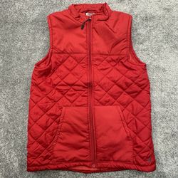 Badger Sport Womens Red Quilted Vest Size S Full Zip Puffer Logo 7666