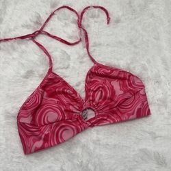 New large pink stretchy tye dye halter top shirt hippie festival rave raver boho