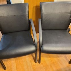 $125 each $250 pair
2 Black Leland Commercial High Quality Faux Leather Padded Cushioned Waiting Office Lobby Chairs