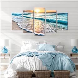 5 Pieces Beach Coastal Wall Art