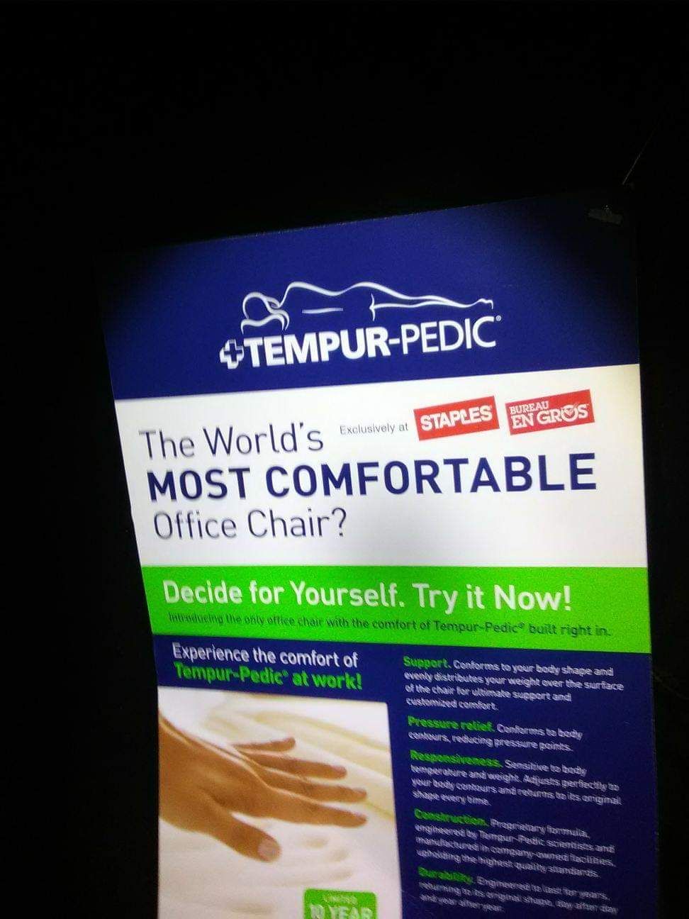 Tempur-Pedic 6400 Fabric Computer and Desk Chair TP6400-BLK