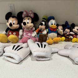 Disney Character Plush And Headbands Mickey Minnie Goofy Donald