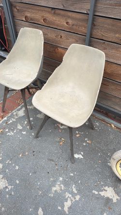 Pair of Mid-Century Modern Style Concrete / Cement Accent Chairs