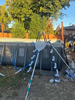 Pool ladder and cleaning net