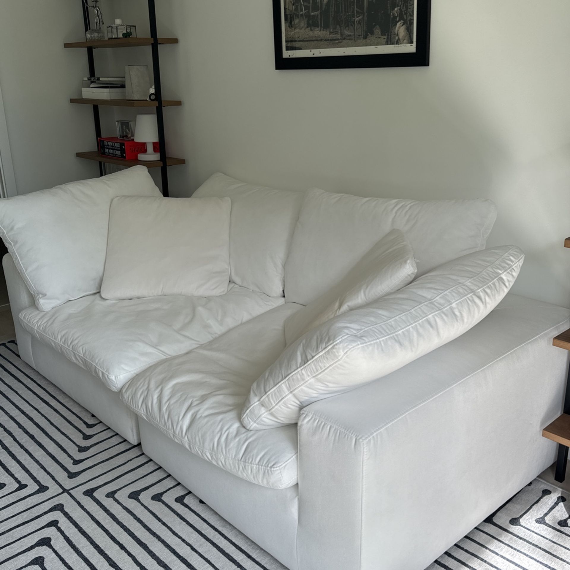 Nixon White Fabric 2 Piece Modular Sofa
