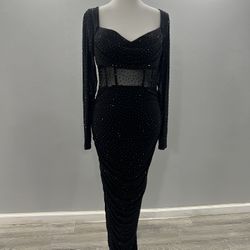 Black Bodycon Side Cut Dress