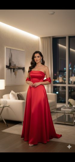 Urban Girl  Nites Red Strapless Prom/ Evening Dress With Wrap