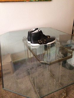 Vintage thick glass table