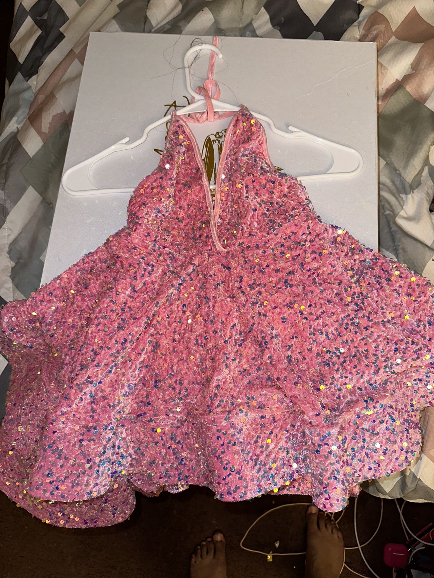 custom pink glitter dress