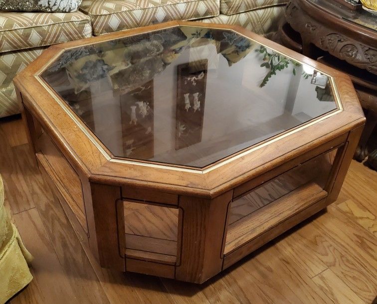 Hexagon And Square Glass Top Coffee Tables