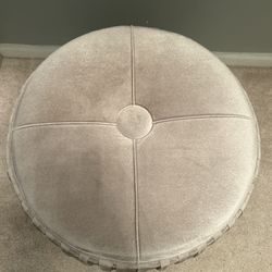 Helena Ru Ottoman in Velvet  platinum color