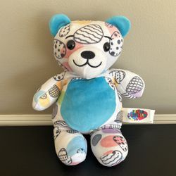 Printed Safebear Easter Eggs Teddy Bear White Multicolor Plush Stuffed Animal