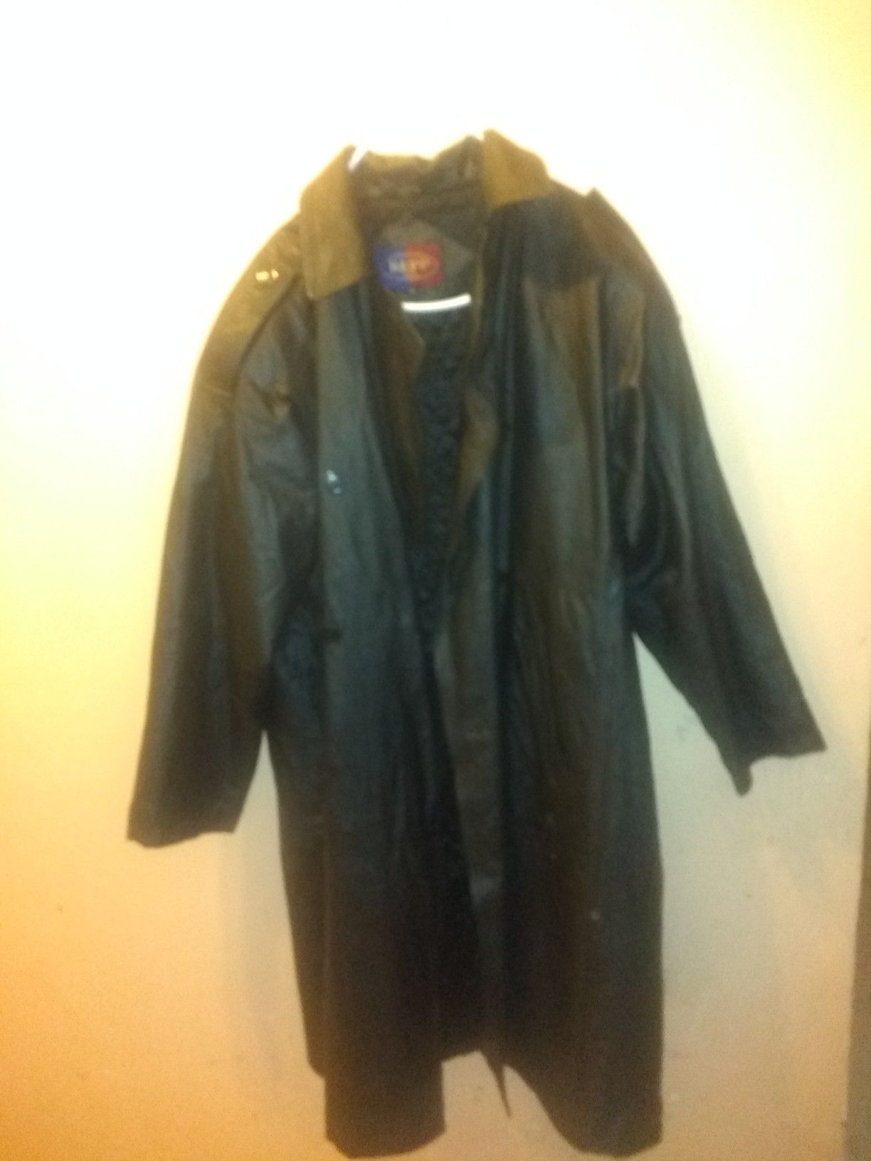 Men's Black Leather Trench Coat