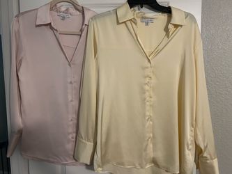 Maison d'Amélie Satin Button-Down Blouses – Set of 2