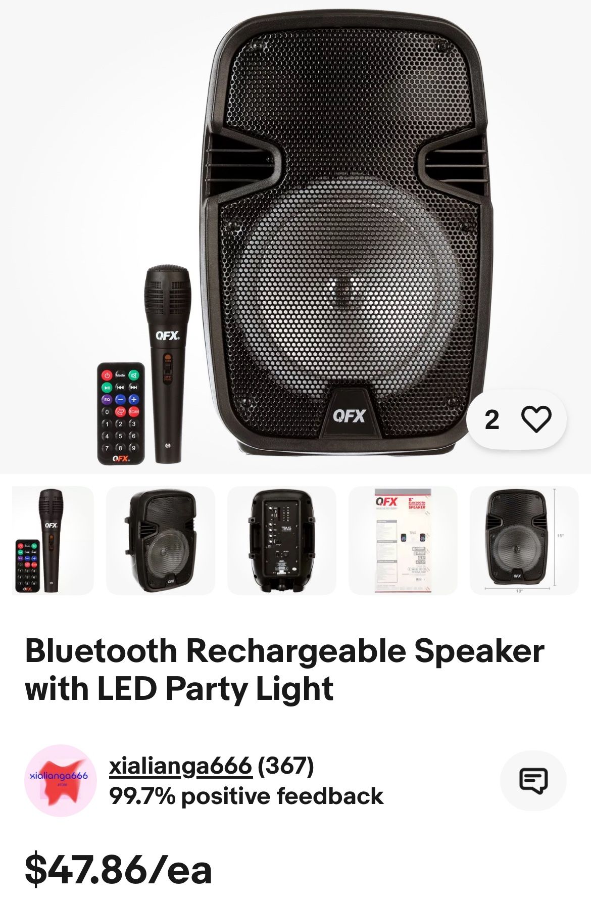 Bluetooth Rechargeable Speaker with LED Party Light