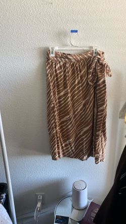 Tan And White Zebra Print Wrap Skirt 