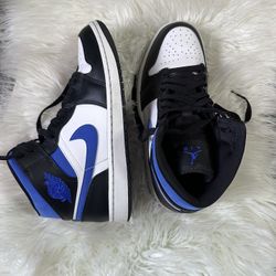 Jordan 1 Mid White Black Racer Blue