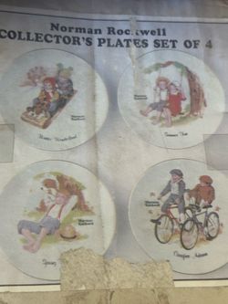 SET OF 4 NORMAN ROCKWELL COLLECTOR PLATE FOUR SEASONS 6 inch