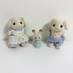 Calico Critters Sylvanian Families Flora rabbit siblings Japan Lot Of 3