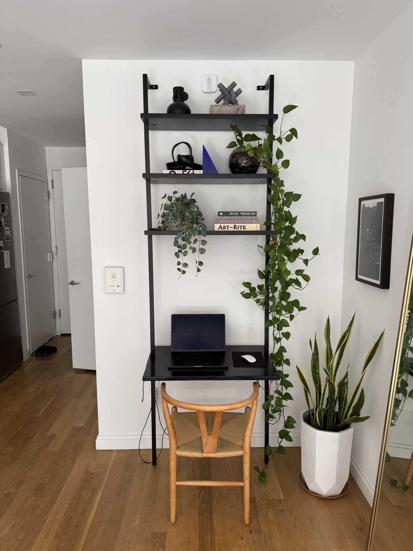 CB2 Black Bookshelf Desk