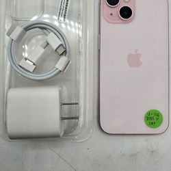 Pink Apple IPhone 15 128gb Unlocked With Case Chargers Warranty $430