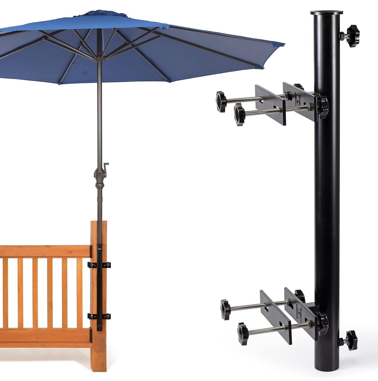 Heavy Duty Patio Umbrella Holder, Deck Umbrella Holder,for Outdoor Fixed Deck Railing Post(Range/3in-6in) Umbrella Deck Mount(Post,