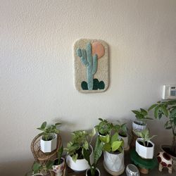 Saguaro Cactus Carpet Rug Wall Art 22”x15”