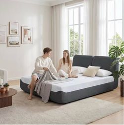KISLOT Queen Boneless Bed, Frame & Headboard & Mattress Set No Assembly All-in-One Bed in a Box, 59.48'' Queen Size, 15.75''H Medium Firm Hybrid Mattr
