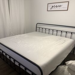 King Sized Metal Bed Frame (will include mattress if you want it)