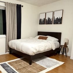 Leesa Sapira Hybrid Mattress + Kira Solid Wood Platform Bed Frame (Full)