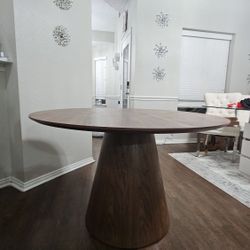 Modern 48" Round Walnut Dining Table – Pedestal Base (Mid-Century Styl