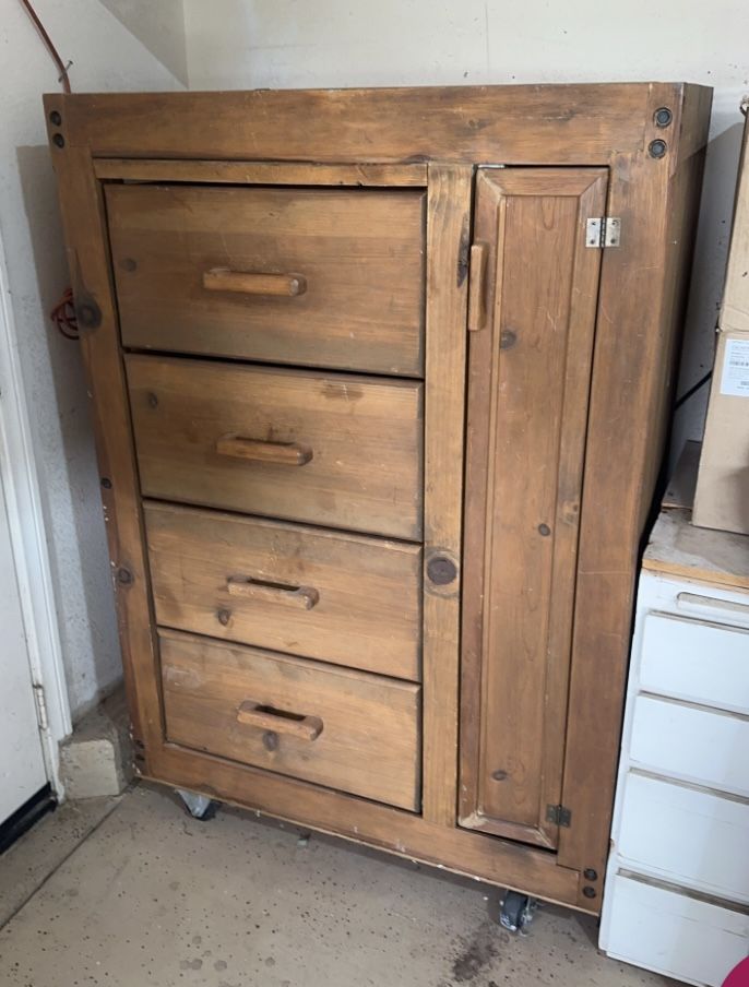Great Garage Wooden Storage Cabinet On Wheels