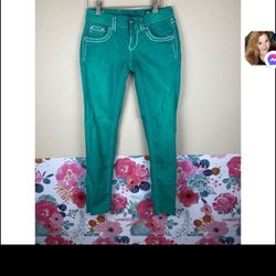Like New Rare Turquoise Miss Me Jeans Size 26