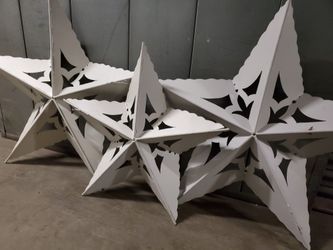 13 holiday decorative steel stars painted white (2 sizes)